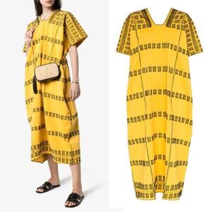 Pippa Holt Kaftan No.171 Three Panel Maxi Kaftan Yellow Black One Size‎